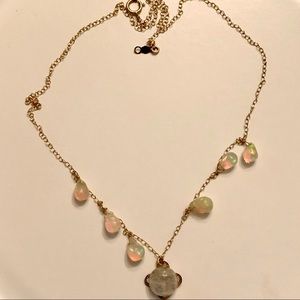 14k gold , opal , moonstone necklace